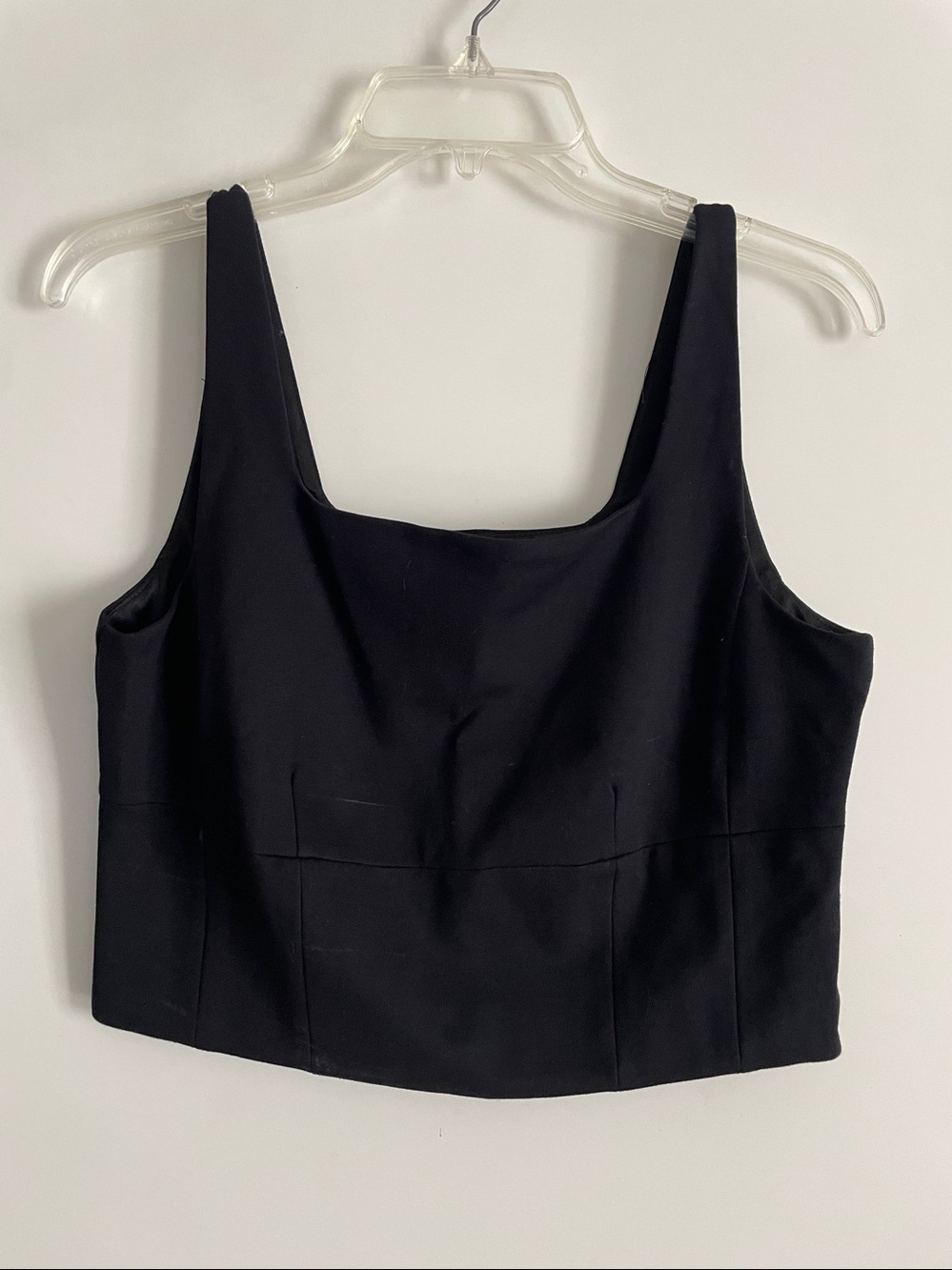 Bailey 44-Square Neck Fitted Waistcoat Top Vest Side Zip Lined Black NWOT